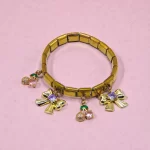 PULSERA ITALIANA  DORADA DIJES MOÑOS Y CEREZAS