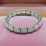 PULSERA ESTILO ITALIANA PLATEADA CON BRILLOS