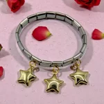 PULSERA ITALIANA PLATEADA CON DIJES DE ESTRELLAS