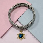 pulsera italiana sol azul plateado