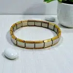 pulsera italiana plateada con borde dorado