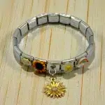 PULSERA ACERO INOXIDABLE ITALIANA FLORES Y ARCOIRIS
