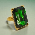 anillo acero inoxidable dorado piedra verde
