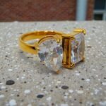 anillo acero inoxidable doble brillo dorado