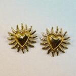 aretes acero inoxidable corazón llamas