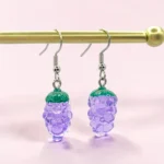 aretes locos de uva morada transparente