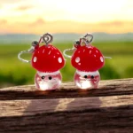 ARETES LOCOS DE HONGUITO ROJO TRANSPARENTE