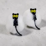 ARETES LOCOS GATO NEGRO CON PELUCHE