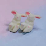 ARETES LOCOS CONEJO BLANCO AFELPADO 3D