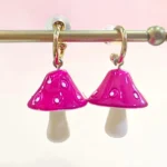 aretes de hongo rosa XL