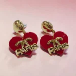 aretes de moda de corazón rojo paris