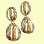 aretes bicolor colgantes ovalados