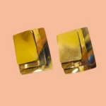 aretes de acero inoxidable rectángulos varios dorados