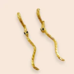 aretes de acero inoxidable largos serpientes doradas