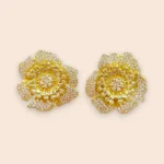 aretes de acero inoxidable flor XL con brillos