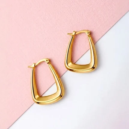 aretes de acero inoxidable dorados arracadas en U