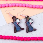 ARETES DE MDF DE RATA COCINERA CON DESTELLOS