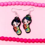 ARETES DE MDF PRINCESA DE CHINA KAWAII CON DRAGON