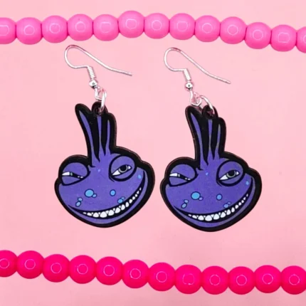 ARETES DE MDF MONSTRUO MORADO LAGARTIJA