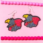 ARETES DE MDF ELEFANTE VOLADOR CON DESTELLOS