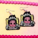 ARETES DE MDF PRINCESA SAPO EN CUADRO CON SU  SAPO