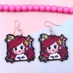 ARETES DE PRINCESA DEL MAR CON CUADRO CON DESTELLOS