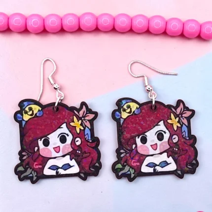 ARETES DE PRINCESA DEL MAR CON CUADRO CON DESTELLOS
