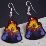 aretes de mdf villano azul en llamas enojado