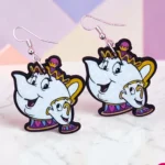 ARETES MDF DE  TETERA Y TAZA CON DESTELLOS