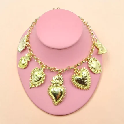 COLLAR ALEACION DORADO DE VARIOS CORAZONES