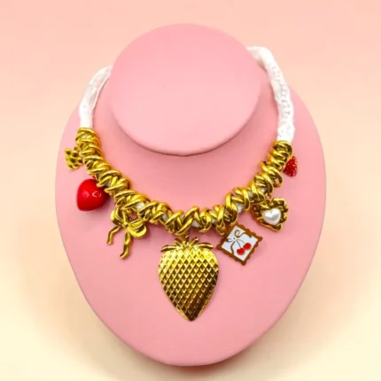 COLLAR BADANA BLANCO FRESAS DE ACERO INOXIDABLE