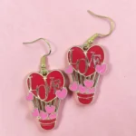 aretes con diseño de globo aerostático de corazón