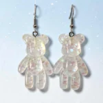 aretes de diseño de oso transparente con brillos