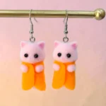 aretes de gatos peludos 3D