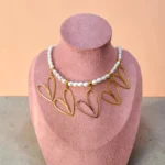 collar de acero inoxidable de perlas dijes de corazones