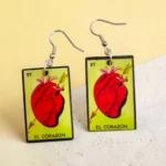 aretes de diseño lotería el corazón mdf