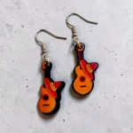 aretes de diseño mexa guitarra con sombrero
