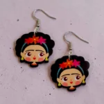 aretes de diseño mexa frida kalo caricatura mdf