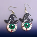 aretes de halloween ojos de bruja con sombrero