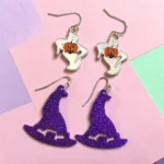 aretes de halloween DUO FANTASMA Y SOMBRERO DE BRUJA