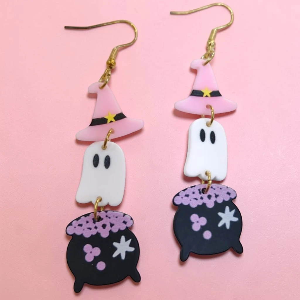WhatsApp Image 2026-09-10 at 3.35.22 PM (2) aretes de halloween fantasma y caldero colgante - Imagen 1
