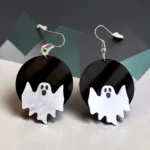 aretes de halloween circulo negro fantasma