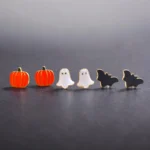 aretes de halloween trio de aretes fantasma, murciélago, calabaza