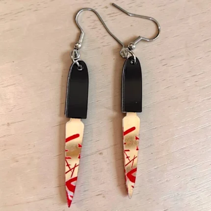 Carrito 16 ARETES D HALLOWEEN CUCHILLO CON SANGRE