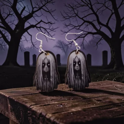 ARETES DE HALLOWEEN DE TERROR MUJER DE BLANCO