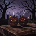 ARETES DE HALLOWEEN DE TERROR CALABAZA OSCURA 2