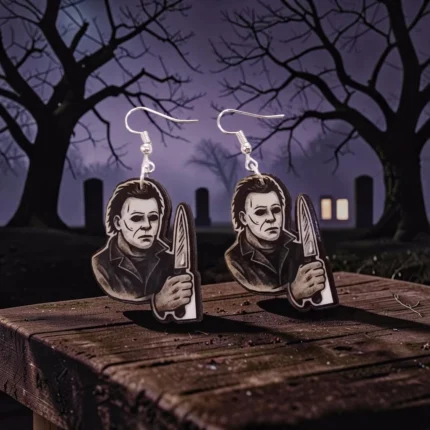 ARETES DE HALLOWEEN DE TERROR HOMBRE CUCHILLO