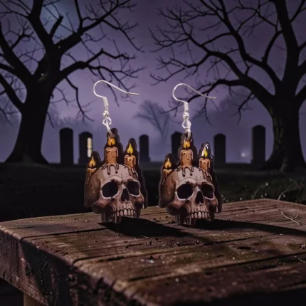 ARETES DE HALLOWEEN DE TERROR CALAVERA VELAS