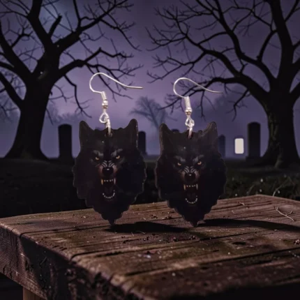 ARETES DE HALLOWEEN DE TERROR LOBO