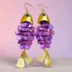 aretes de pez de lentejuelas